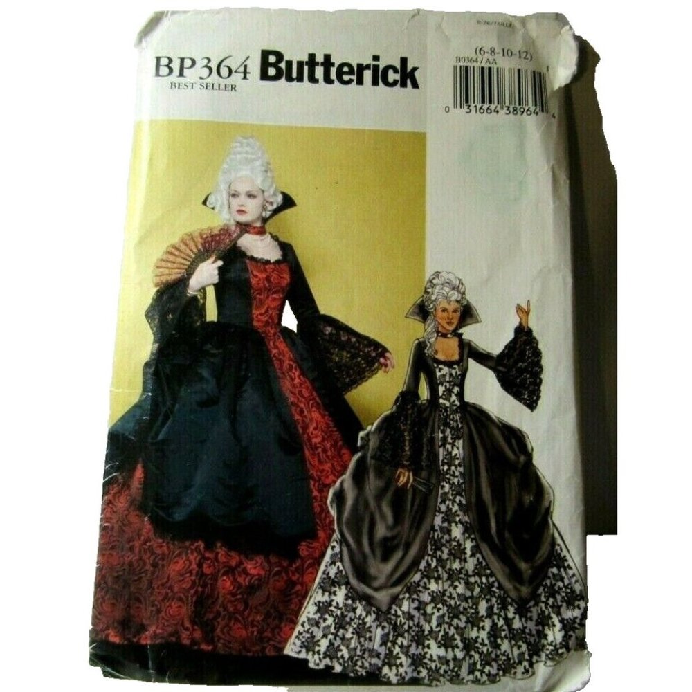 Butterick BP364 Sewing Pattern Baroque Victorian Dress Costume (6-8-10-12)